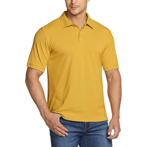 Custom Logo Printed Men's Solid Yellow Short Sleeve for Shirt 100% Cotton Pique Knitted Quick Dry <b>Silk</b> Screen Printed Casual - Product Image 1