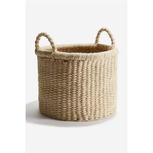Panier tissé en fibres naturelles durables en gros |   Conteneur de rangement rond multi-usages avec poignées renforcées, décoration intérieure - Product Image 1