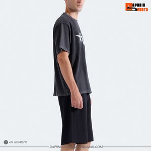 เสื้อยืดคอตตอนสีดำทรงโอเวอร์ไซส์สำหรับผู้ชาย ลายดาว พิมพ์ลาย คอกลม แขนสั้น สไตล์ลำลองแนวสตรีท เหมาะสำหรับใส่เที่ยวข้างนอก ขายดี - Product Image 3