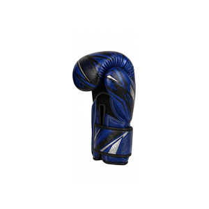 Gants de boxe en cuir PU bleu et noir avec sangle de poignet Velcro, équipement d'entraînement pour adultes - Product Image 4