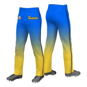 Pantalones de Béisbol con Degradado Amarillo y Azul Rey, Parte Inferior Abierta, Poliéster Suave, Control de Humedad, Duraderos, para Equipos Deportivos - Product Image 1