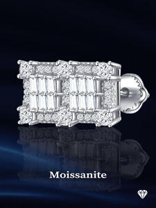 trendy <b>fine</b> jewelry 925 sterling silver moissanite <b>earrings</b> bling vvs d moissanite diamonds shiny cluster square studs <b>earring</b> - Product Image 6
