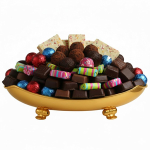 Cuenco de metal industrial para chocolate con diseño floral, acabado en cobre pulido, para servir bocadillos y frutas en fiestas. - Product Image 6