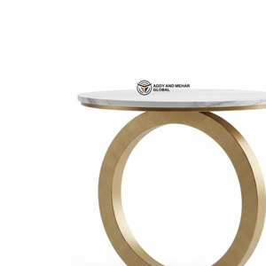 Nordic Style Ring Base Accent <b>Stool</b> Premium White Marble Side Table Contemporary Designer Vanity Pedestal - Product Image 6