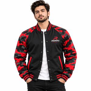 แจ็คเก็ตสำหรับผู้ชายไซส์ใหญ่ แจ็คเก็ตเบสบอลแบบ Letterman ปรับแต่งได้ แจ็คเก็ตเบสบอลหนังแท้สำหรับผู้ชาย พิมพ์ลายตามสั่ง - Product Image 3