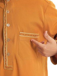 Top Quality Solid Color Ethnic Clothing Long Sleeve Kids Thobes Jubba Dress Cotton <b>Thobe</b> Comfortable Muslim Robe Kids Thobes - Product Image 6