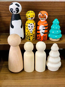 Muñecos de Madera sin Acabado, 10 Piezas, Madera Natural para Pintar, Manualidades, Juego de Muñecos de Madera, Figuras Decorativas Coloridas, Educativas - Product Image 6