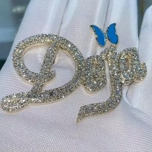 Pendentif personnalisé avec nom en lettres, serti de moissanite taille brillant, plaqué rhodium, en argent 925, breloques pour cadeau de fête hip-hop - Product Image 4