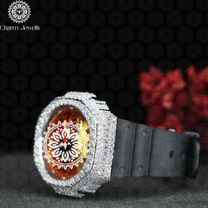 Charm_Jewells Montre ronde de luxe pour femme en acier inoxydable, cadran analogique, cristal saphir, lunette sertie de diamants, bracelet en caoutchouc - Product Image 4