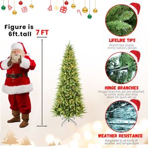 Albero di Natale Artificiale a Forma di Matita Pre-Illuminato da 2,13 m con 1180 Rami Misti in PE/PVC e 400 Luci LED - Product Image 2