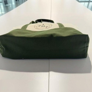 Custom Logo Heavy Duty <b>Canvas</b> <b>Tote</b> <b>Bag</b> with Olive Green Handle and Bottom for Promotional Gifts & Daily Shopping - Product Image 3
