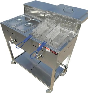 Deep Fryer <b>Cart</b> with 2 Baskets | 3 Gallon Single Tank | 2 Pan Steam Table | Portable 4 Wheel | Stainless Steel | Outdoor Propane - Product Image 5