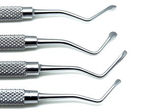 Cureta ósea Lucas de doble punta, con mango hueco dentado, para cirugía periodontal, agarre ergonómico, aprobada por CE e ISO - Product Image 4