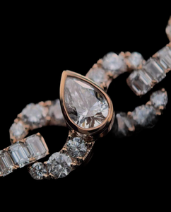 Best Selling Luxury Rose Gold Plated 18K Solid Gold Moissanite <b>Statement</b> <b>Necklace</b> Geometric Link Chain Party Jewelry Women's - Product Image 3