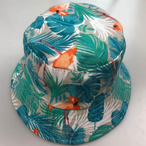 Top Selling Custom Logo Tropical <b>Flamingo</b> Print Bucket <b>Hat</b> Unisex Canvas Summer Beach Casual <b>Hat</b> Adult Fashion Style - Product Image 1