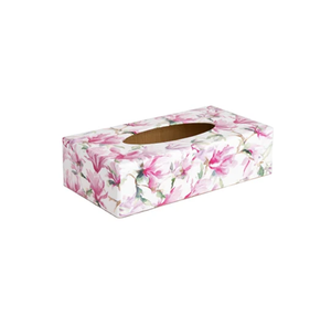 Boîte à mouchoirs en papier avec motif floral imprimé sur bois, motif rose, décoration pratique pour la maison et le bureau - Product Image 3