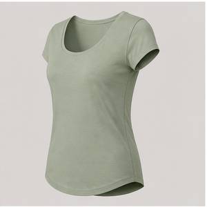 เสื้อยืดสตรีสีเขียวเซจคอกลมแขนสั้นทรงเข้ารูป WTS-0003 - Product Image 4