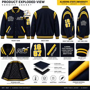 Chaqueta de Béisbol de Tela Satinada de Poliéster Ligera y Transpirable para Hombre con Logotipo Personalizado de la Universidad Estatal de Alabama para Primavera - Product Image 5