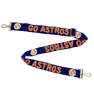 Lanière perlée Go Astros bleue et orange avec attaches métalliques - Product Image 1