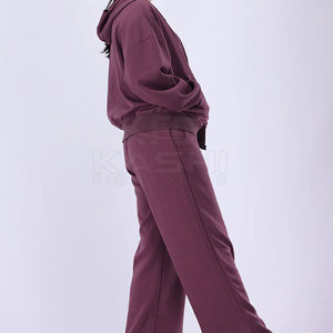 Premium Fabric Matching Outfit Ladies Oversized <b>Tracksuit</b> Drawstring Hoodie Jogger Pants Casual Solid Spring for Everyday - Product Image 3