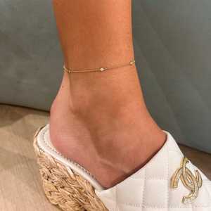 Diamonds By The Yard Bracelets de cheville minimalistes pour usage quotidien et superposition, bijoux fins, or massif 14 carats, diamants de laboratoire taille ronde, vente en gros - Product Image 6