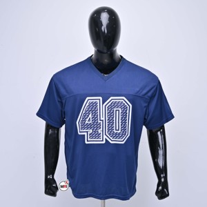เสื้อเจอร์ซีย์คอวีแขนสั้นสีน้ำเงินสำหรับผู้ชาย พิมพ์ลายหมายเลข 40 ด้วยเทคนิคฮีททรานเฟอร์ ขายส่ง ระบายอากาศได้ดี สไตล์สปอร์ต แห้งเร็ว ทรงปกติ - Product Image 1