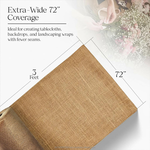 Rouleau de toile de jute de 72 pouces de large x 70 mètres - Tissu de jute durable de 10 oz pour l'artisanat, rouleau de toile de jute naturelle pour le jardinage, la décoration intérieure, les plantes - Product Image 3