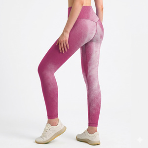 Solid Simple High Waist Yoga Leggings for Women-<b>Tummy</b> <b>Control</b> Elastic Waist Seamless Sports Pants (Polyester/Cotton) - Product Image 3