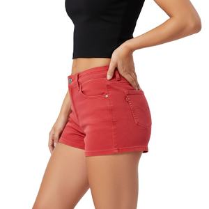 Short en jean tissé à coupe droite avec découpes, effet délavé - Product Image 3