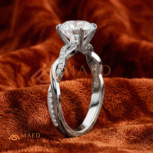925 Sterling <b>Silver</b> Round Cut Moissanite/Diamond Engagement <b>Ring</b> for Women, Twisted Pave Diamond Band <b>Solitaire</b> <b>Ring</b> - Product Image 2