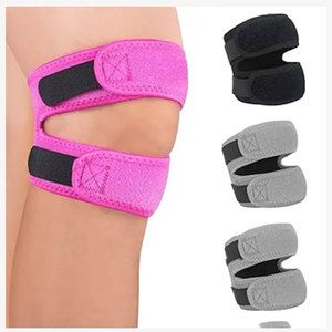 Genouillère en néoprène respirant avec fermeture auto-agrippante, universelle, unisexe, protection toutes saisons, gris, rose, noir - Product Image 1
