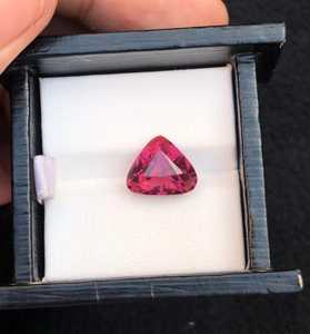 Turmalina rosa púrpura, corte triangular, natural, afgana, facetada, con efecto ojo de gato, piedra preciosa suelta para joyería - Product Image 6