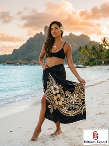 Paréo tissé personnalisé à pois, Sarong polynésien léger à motifs floraux, Cache-maillot tropical pour la plage, Vêtement d'été, Fabricant et fournisseur OEM ODM - Product Image 6
