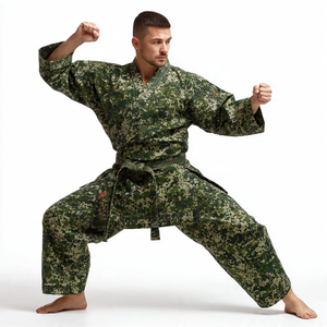 Conjunto Clásico de Chaqueta y Pantalones de Artes Marciales con Cierre Cruzado en Tono Oliva - Product Image 5