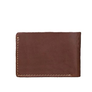 <b>Men</b> <b>Bifold</b> <b>Wallet</b> <b>Leather</b> Cash Billfold Chocolate Brown Contrast Stitching Custom Logo Pocket Snap Button Coin Purse Card Slots - Product Image 1