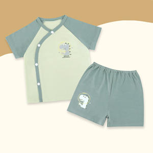 Ensemble bébé mignon à motif de dessin animé, toucher doux, 95% modal, 5% élasthanne, fabriqué au Vietnam, boutons latéraux, manches courtes, tissu tricoté respirant, 4 saisons - Product Image 2