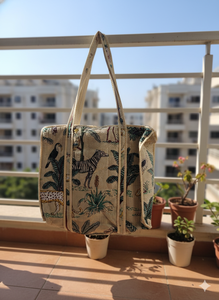 Sac fourre-tout en coton matelassé de couleur unie, style vintage, léger, écologique, grande capacité pour le shopping et les voyages (Origine Rajasthan) - Product Image 4