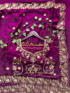 Premium Fendy <b>Satin</b> <b>Saree</b> Elegant Jhal Work Party Wear Elegant Butti Sequence Work Rich look designer <b>saree</b> Aarco work Jhal work - Product Image 1
