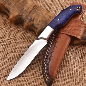 Couteau de chasse et de camping en acier inoxydable de qualité supérieure, lame pleine longueur, avec étui en cuir, 58 HRC, lame fixe ultra-affûtée, OEM, faible MOQ - Product Image 1
