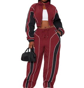 เสื้อแจ็กเก็ตและกางเกงกันลมผ้าไนลอนน้ำหนักเบาสำหรับผู้หญิงพิมพ์ลายแนวสตรีทเสื้อกันลมชุดวอร์มฤดูหนาว - Product Image 3