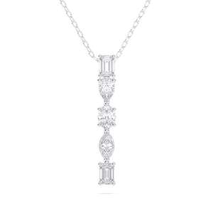 Elegante colgante de diamante y esmeralda cultivados en laboratorio, certificados por IGI, en forma de pera y ovalada, en oro amarillo, oro rosa, oro blanco o plata, con cadena a juego. - Product Image 4