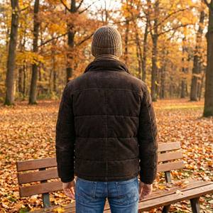 Chaqueta Bomber de Lana para Hombre, Diseño Otoñal, con Logotipo Personalizado al por Mayor, Cuello Alto, Impermeable, Acolchada y Texturizada - Product Image 6