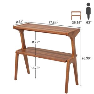 Tavolino Consolle a Due Piani con Scaffale Portaoggetti, Tavolino da Caffè per Spazi Ristretti - Product Image 6