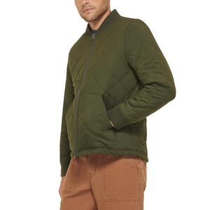 Low MOQ <b>Cheap</b> Price <b>Winter</b> Heavyweight Canvas Stand Collar Bomber <b>Jackets</b> Custom Logo Design Front Ribbed Hem for Men - Product Image 4