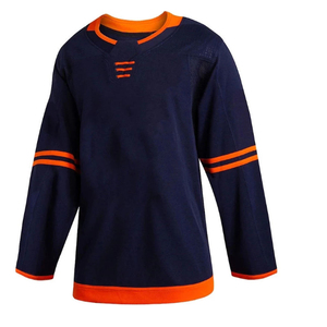 Maillot de hockey sur glace orange à manches longues, col en V, fermeture à nouer, design rayé, vêtements unisexes pour adultes, coupe régulière, toutes saisons - Product Image 6