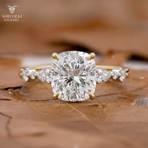 Square Cushion Diamond Engagement Rings 3.55 CTW Lab grown Diamond Rings Eternity Band 14K Solid Gold IGI Certified Fine Jewelry - Product Image 1