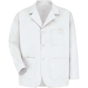 <b>Men's</b> <b>White</b> Cotton <b>Coat</b> Single Breasted Notched Collar Long Sleeve Breathable Woven Fabric Regular Length With Pockets - Product Image 5