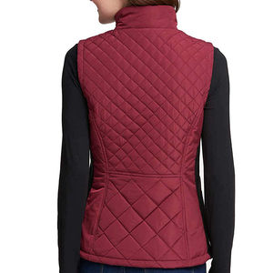 Gilet matelassé d'hiver en toile avec fermeture éclair, vêtement d'extérieur personnalisé sans manches, manteau chaud rembourré pour femmes, golf et équitation - Product Image 4