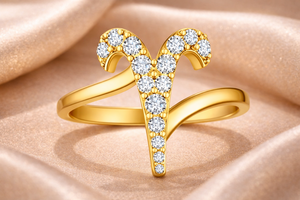 Anillo de Astrología con Signo Zodiacal Aries en Oro y Circonita Cúbica, Plata de Ley 925, Piedra de Nacimiento de Marzo y Abril - Product Image 3