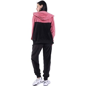 Ensemble de survêtement en velours pour femmes, à capuche, manches longues, couleur contrastée, tenue de jogging décontractée avec poches latérales, vêtements d'automne - Product Image 5